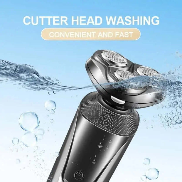 3-in-1 Electric Razor for Men with Trimmer and Shaver cutter head washing feature for convenient grooming.