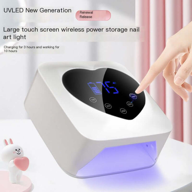 X20 Wireless Nail Lamp with Rechargeable Lithium Battery large touch screen design for cordless nail art.