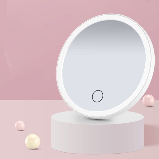 Led Fill Light Portable Makeup Small Mirror With Light Portable Dormitory Desktop Handheld Dressing