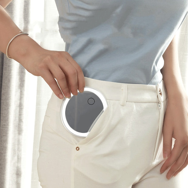 Led Fill Light Portable Makeup Small Mirror With Light Portable Dormitory Desktop Handheld Dressing