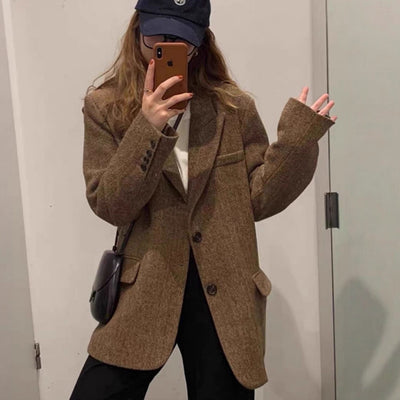 Small Casual Korean Style Retro Woolen Cloth Top