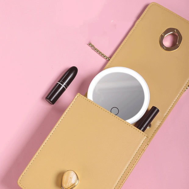 Led Fill Light Portable Makeup Small Mirror With Light Portable Dormitory Desktop Handheld Dressing