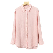 Linen Plain Cloth Blue Dyed Loose Shirt