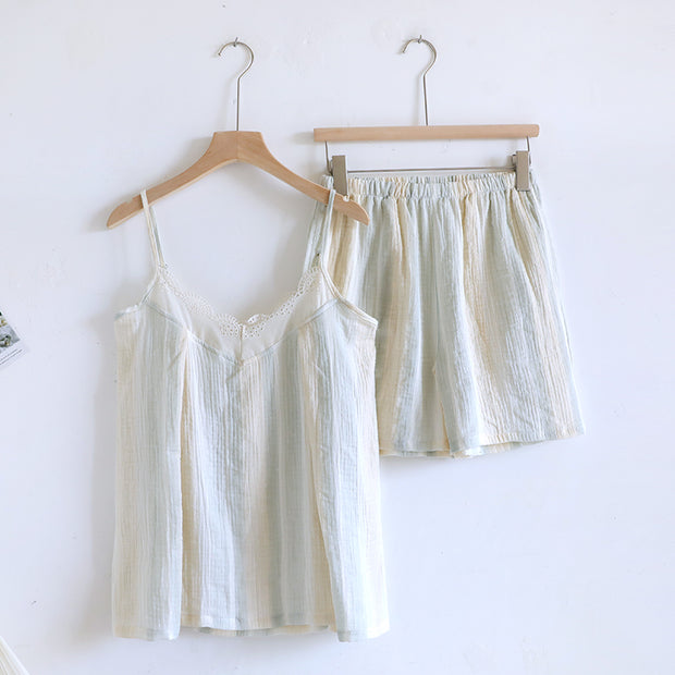 Women's Summer Cotton Cloth Two-piece Suit