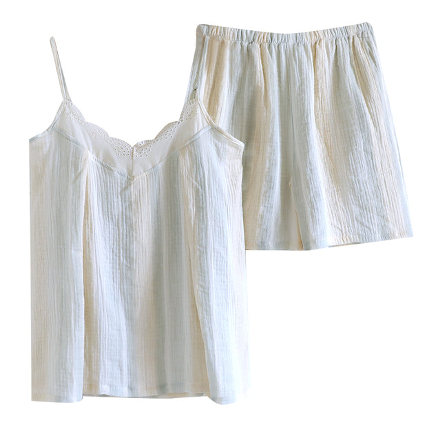 Women's Summer Cotton Cloth Two-piece Suit